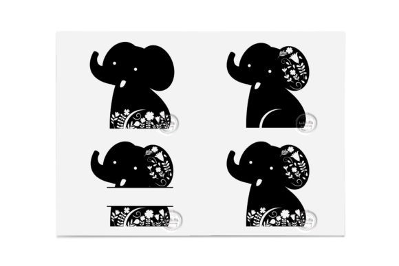 4 X Elephant Floral Decorative Designs: A Digital Crafting Resource