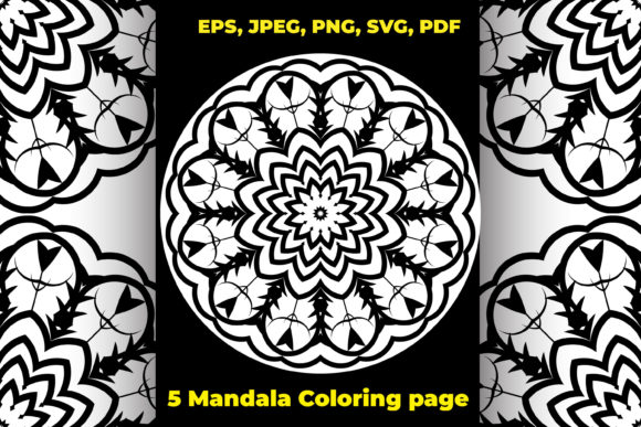 5 Decorative Mandala Coloring Page Adult: A Versatile Digital Bundle for Creators and Designers