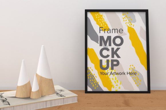 Black Frame Mockup with Decorative Items: The Ultimate Tool for Showcasing Your Art and Brand