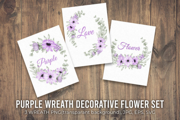 Purple Wreath Decorative Flower Set: A Premium Illustration Collection