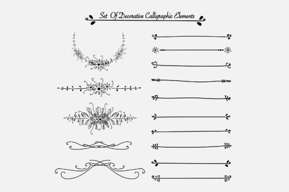 Set of Decorative Calligraphic Elements for Creative Projects